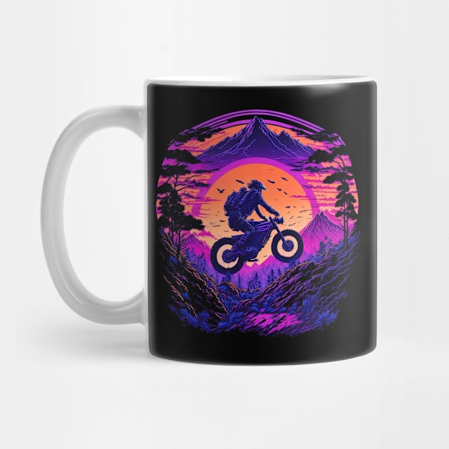 Sunset Rider: Vintage Biker Soaring Through Nature by Shahba